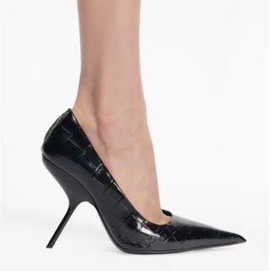 Ferragamo Black Croc-Embossed Eva X5 Pumps